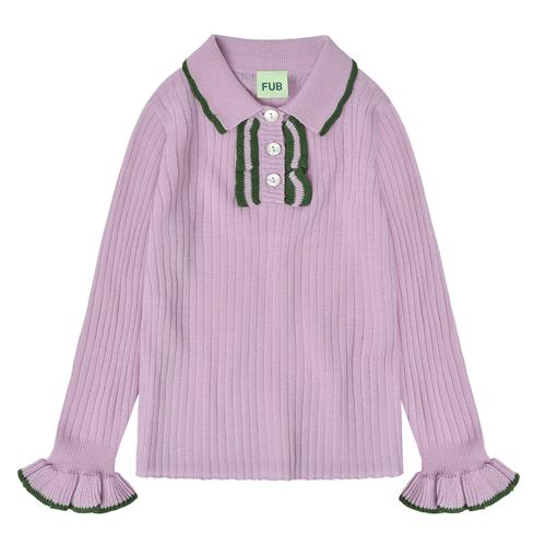 FUB Polo Med Frynser Iris  Iris-130 cm Wool Lilla  130 cm  kvinde