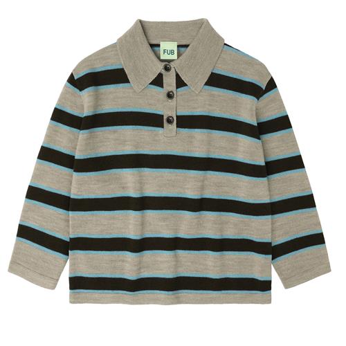 FUB Stribet Polo Oat Melange  Oat Melange-130 cm Wool Beige  130 cm  Unisex
