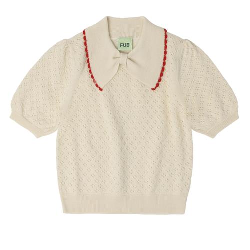 FUB Pointelle-polo Ecru  Ecru-130 cm Wool Beige  130 cm  kvinde