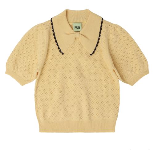 FUB Pointelle-polo Wheat  Wheat-130 cm Wool Beige  130 cm  kvinde