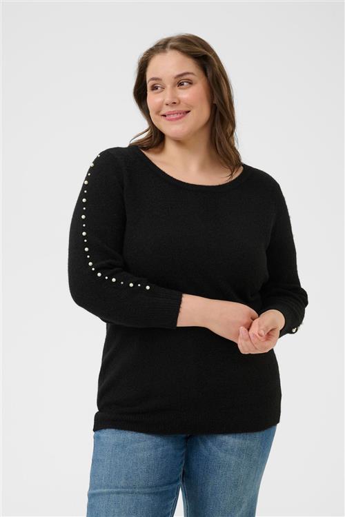 KAFFE CURVE Pullover 'Letty'  sort / perlehvid