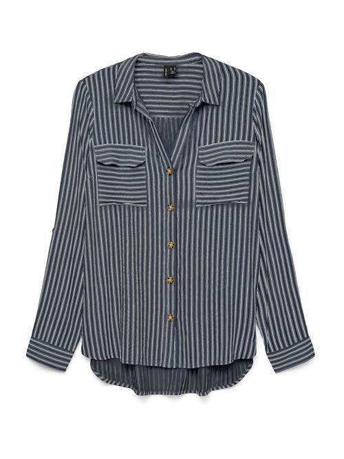 VERO MODA Bluse 'VMBUMPY'  mørkeblå / hvid