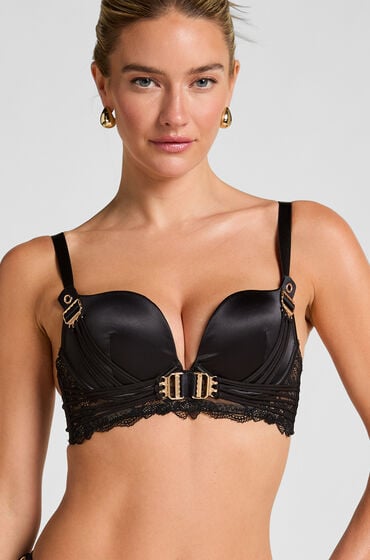 Hunkemöller Formstøbt longline push-up-bøjle-bh Avela Sort