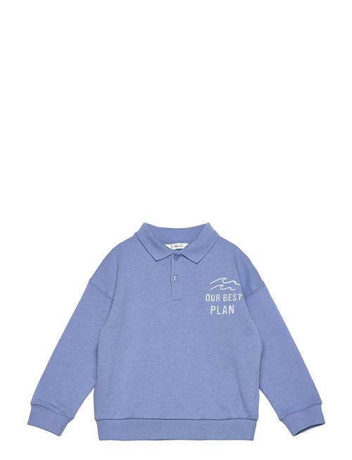 Polo Sweatshirt With Embroidery Detail Mango Blue