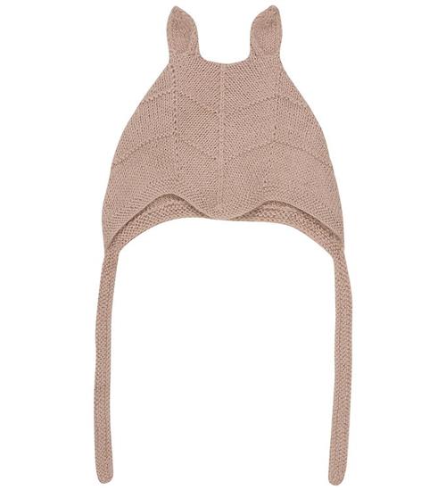 Huttelihut Babyhjelm m. Ører - Alpakauld - Strik - Mahogany Rose