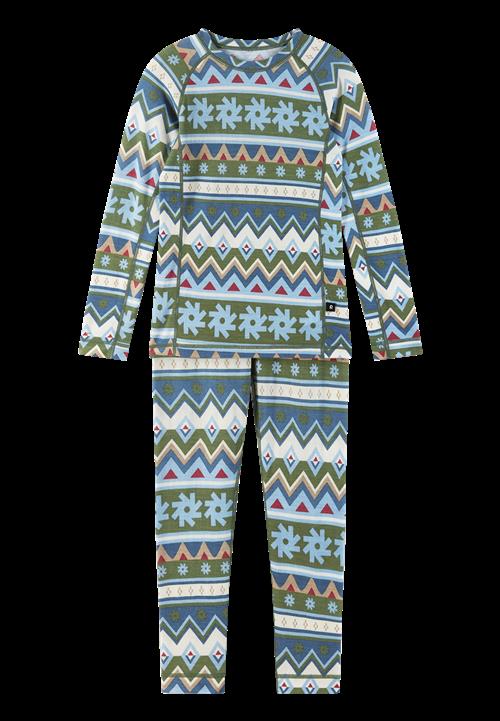 Reima Taitoa Base Layer-sæt I Uld Green Clay  Green Clay-120 cm  Grøn  120 cm  Unisex