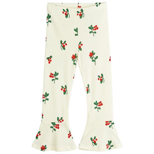 Mini Rodini Lingonberries Aop Flared Leggings Offwhite 104/110 cm  Creme  104/110 cm  kvinde