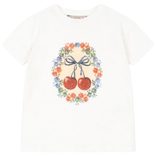 Konges Sløjd Era T-shirt Cherry Bow 4 Y Linen Hvid  4 år  kvinde
