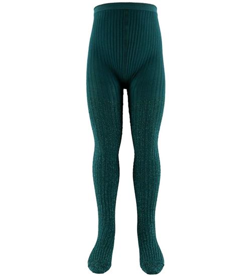Molo Strømpebukser - Rib - Cosmic Green m. Glimmer