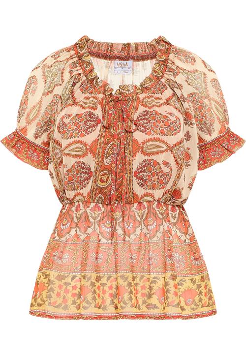 usha FESTIVAL Bluse  creme / gul / oliven / mørkeorange