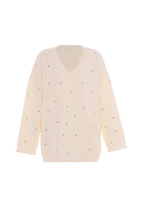 faina Pullover  sølv / uldhvid