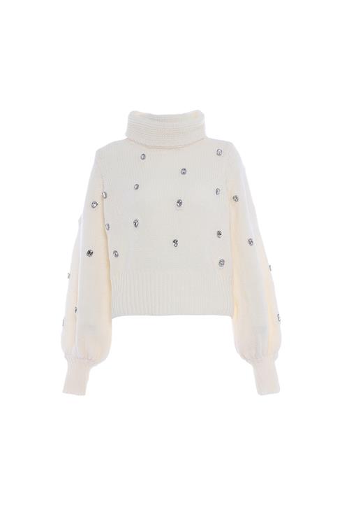 faina Pullover  sølv / uldhvid
