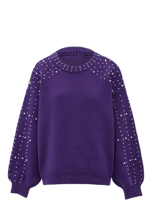 faina Pullover  brombær / perlehvid