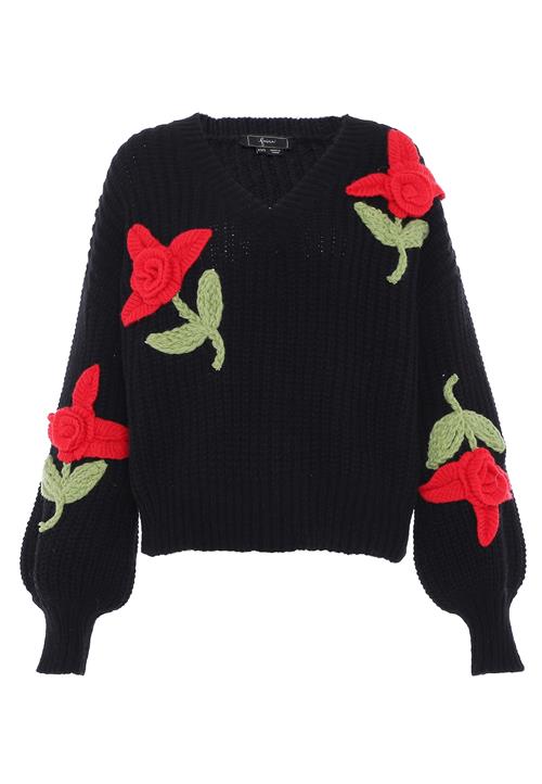 faina Pullover  lysegrøn / blodrød / sort