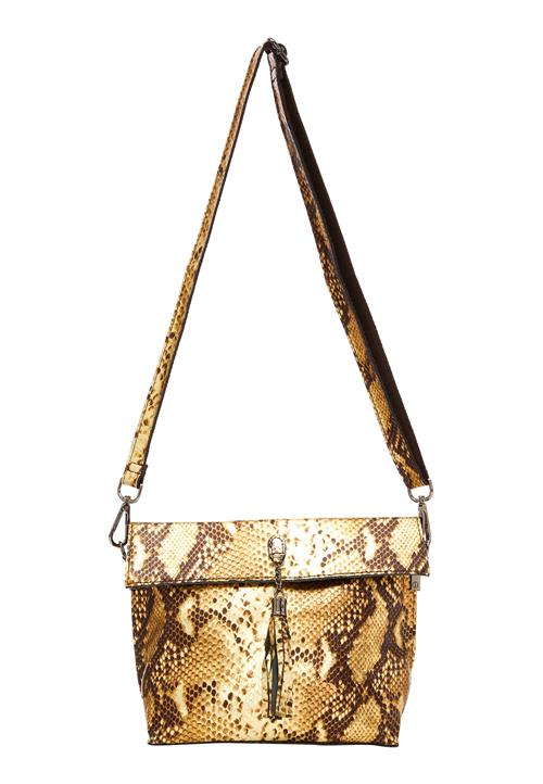 faina Skuldertaske  beige / choko / safran