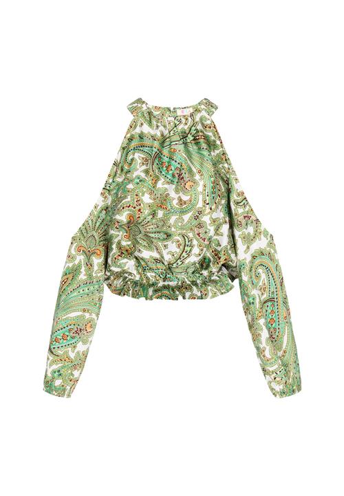 IZIA Bluse 'Spring Summer'  gul / grøn / lysegrøn / hvid