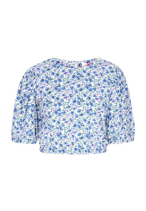 swirly Bluse 'Spring Summer'  blå / grøn / hvid