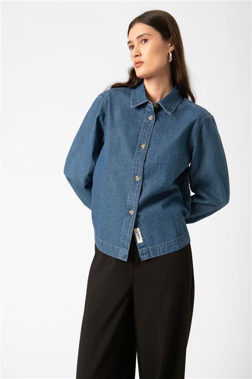 SOAKED IN LUXURY Bluse 'Dielle'  blue denim