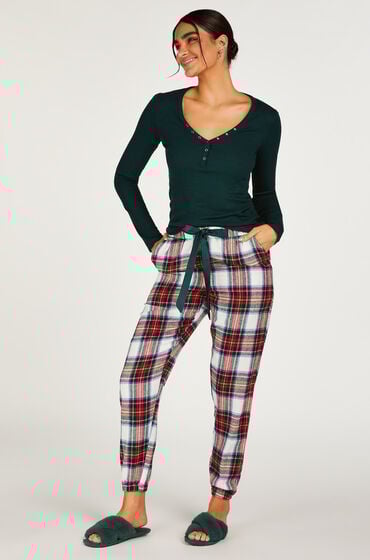 Hunkemöller Petite pyjamasbukser af Flannel hvid