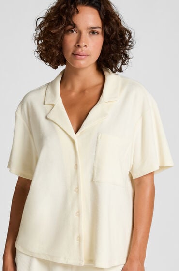 Hunkemöller Frottéskjorte med knapper Hvid