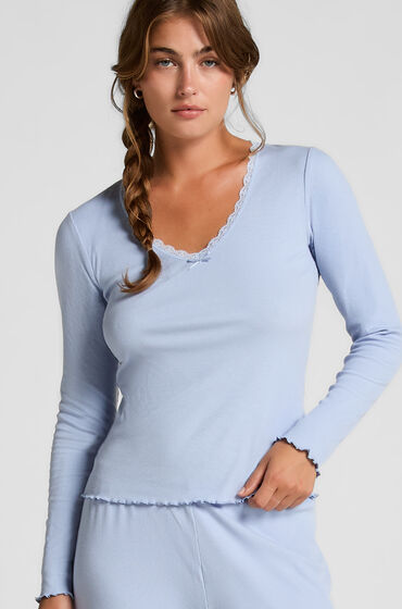 Hunkemöller Top i ribjersey Blå