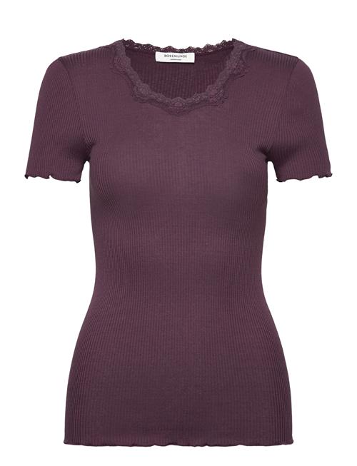 Rwbeatha Ss Regular O-Neck Lace T-S Rosemunde Purple