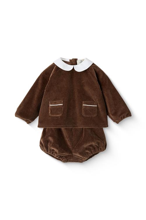 Copenhagen Colors Babysæt Med Krave I Fløjl Dark Brown  Dark Brown  68 cm  Brun  68 cm  mand