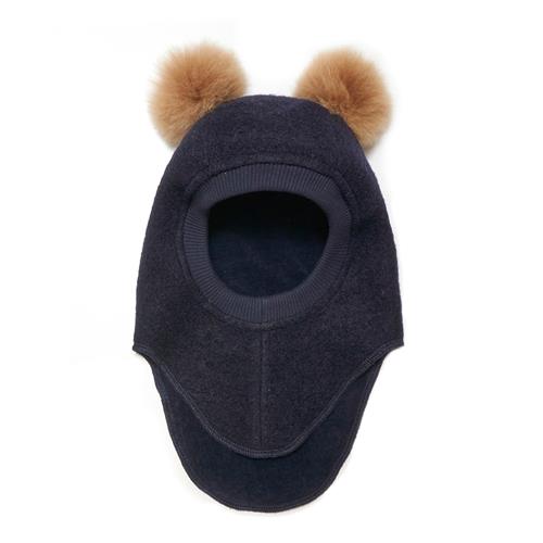 Huttelihut Balaclava I Uldalpakka Med Pomponer Dark Navy  Dark Navy 50 cm  Marineblå  50 cm  Unisex