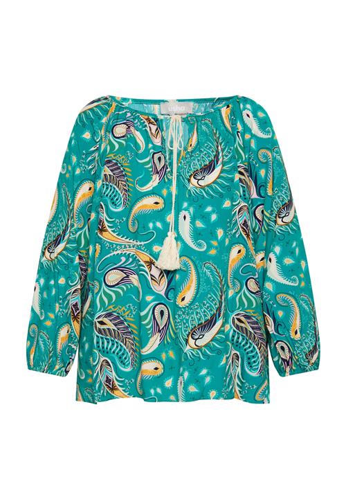 Se Usha Bluse  navy / mørkegul / jade / hvid ved About You