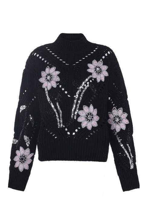 faina Pullover  grå / sort / sølv