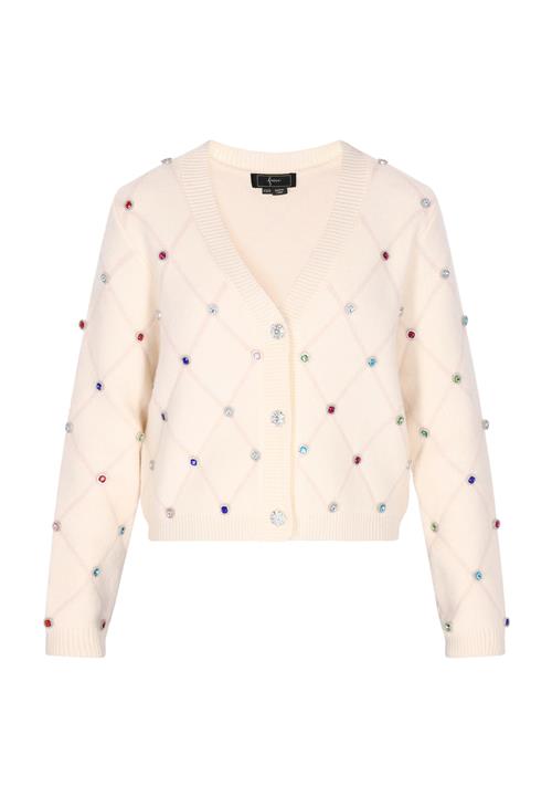 faina Cardigan  lyseblå / rød / transparent / uldhvid