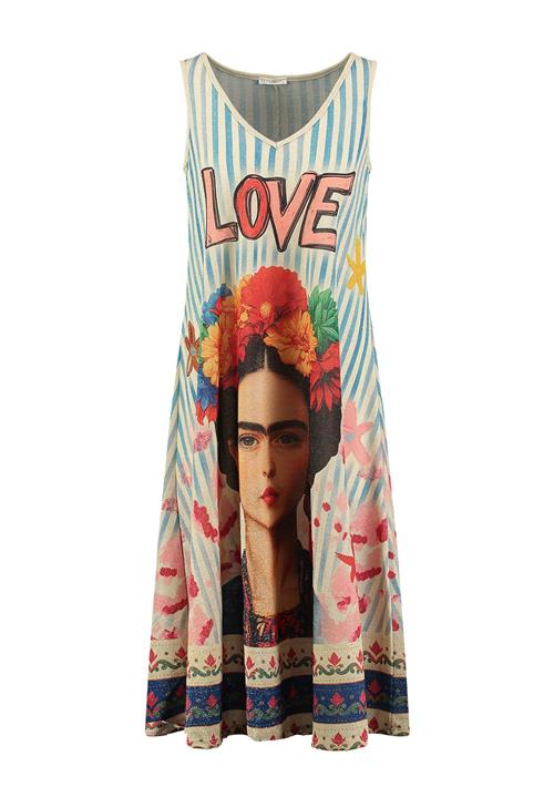 Key Largo Kjole 'Love'  beige / lyseblå / blandingsfarvet