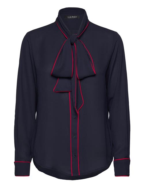 Two-T Georgette Tie-Neck Blouse Lauren Ralph Lauren Navy