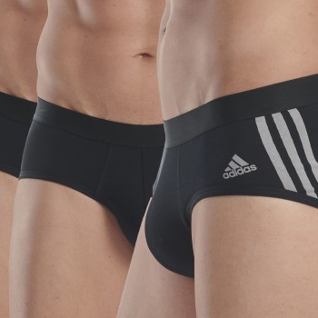 adidas 2P Active Flex Cotton 3 Stripes Brief Sort bomuld Large Herre