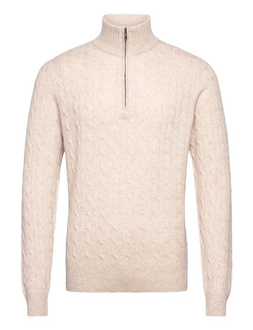 Man Half Zip Cable Sweater Davida Cashmere Beige