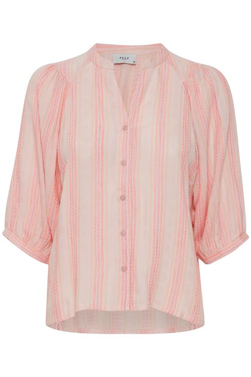 PULZ Jeans Bluse 'Laila'  lyserød / hvid
