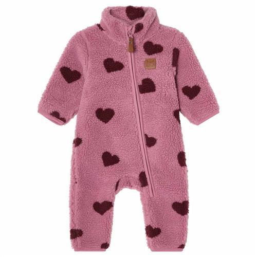 Kuling Austin Pile Fleece-overtræksdragt Hearts  92 cm  Lilla  92 cm  unisex