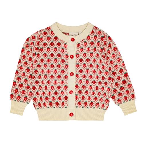 Flöss Zuri Cardigan Soft White Berry 68 cm  Rød  68 cm  kvinde