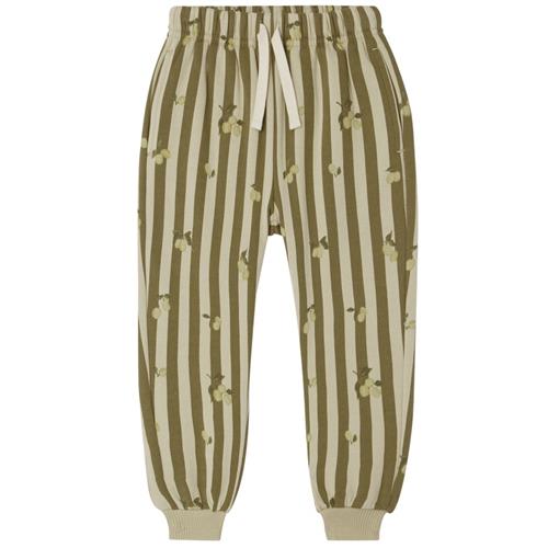 garbo&friends Stribet Baby Sweatpants Med Blommer Beige 86/92 cm      Unisex