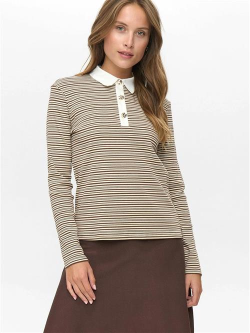 NÜMPH Shirts ' SEMMA '  beige / brun / hvid