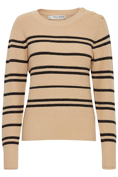 PULZ Jeans Pullover 'Pallas'  sand / sort