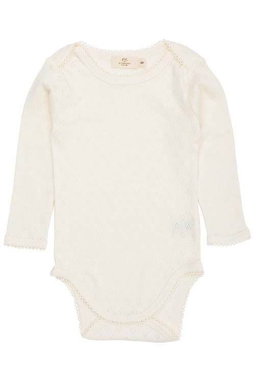 Copenhagen Colors GOTS Pointelle Heart Lapneck Lange Ærmer Body Cream  Cream 62 cm  Creme  62 cm  Unisex