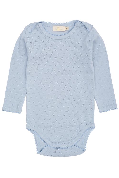 Copenhagen Colors GOTS Pointelle Heart Lapneck Lange Ærmer Body Dusty Blue  Dusty Blue 92 cm  Blå  92 cm  mand