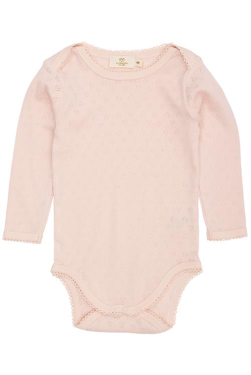 Copenhagen Colors GOTS Pointelle Heart Lapneck Lange Ærmer Body Dusty Rose  Dusty Rose 68 cm  Lyserød  68 cm  kvinde