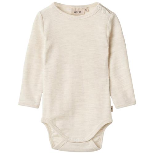 Wheat Langærmet Uld Body Lucca Eggshell Melange 74 cm Wool Creme  74 cm  Unisex