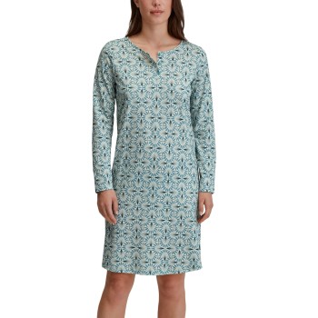 Calida Ornament Nights Long Sleeve Nightdress Blå Mønster bomuld Small Dame