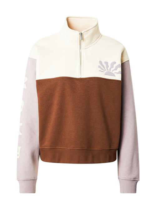 ROXY Sweatshirt 'VIEW POINT BLOC'  beige / mørkebrun / lilla