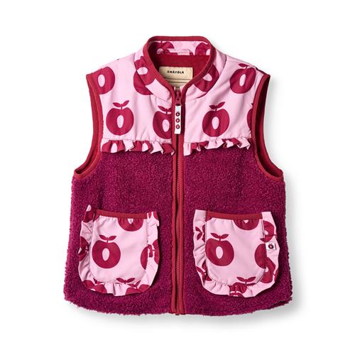 Småfolk Katy With Apples Fleece-vest Pink Lilac  Pink lilac-5-6 Y  Lyserød  5-6 år  kvinde