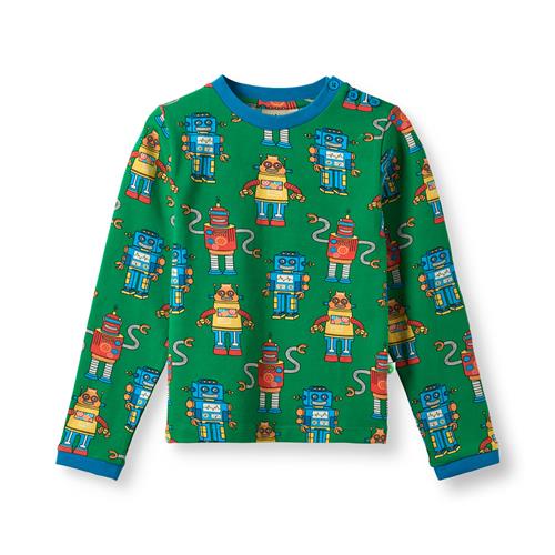 Småfolk Umalin With Robots Langærmet T-shirt Lawn  Lawn-2-3 Y  Grøn  2-3 år  mand