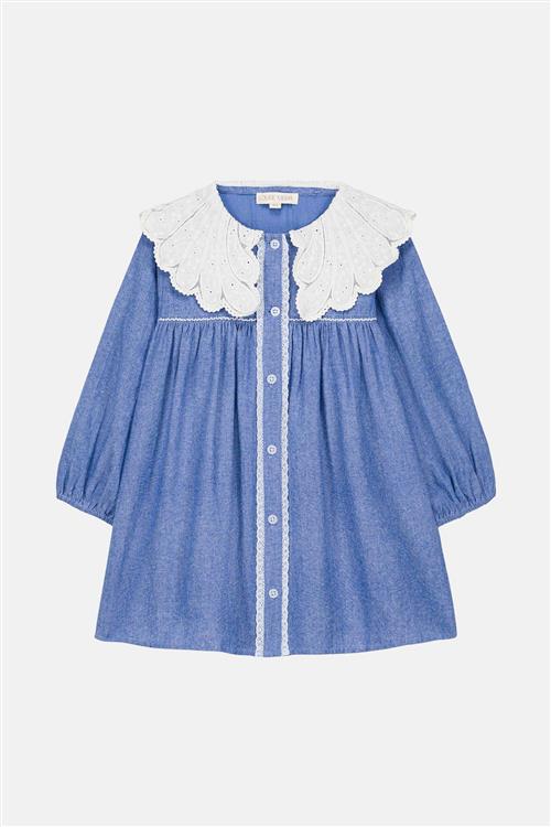 Louise Misha Hyacinte Vævet Kjole Blue Chambray  Blue Chambray-7 Y  Blå  7 år  kvinde